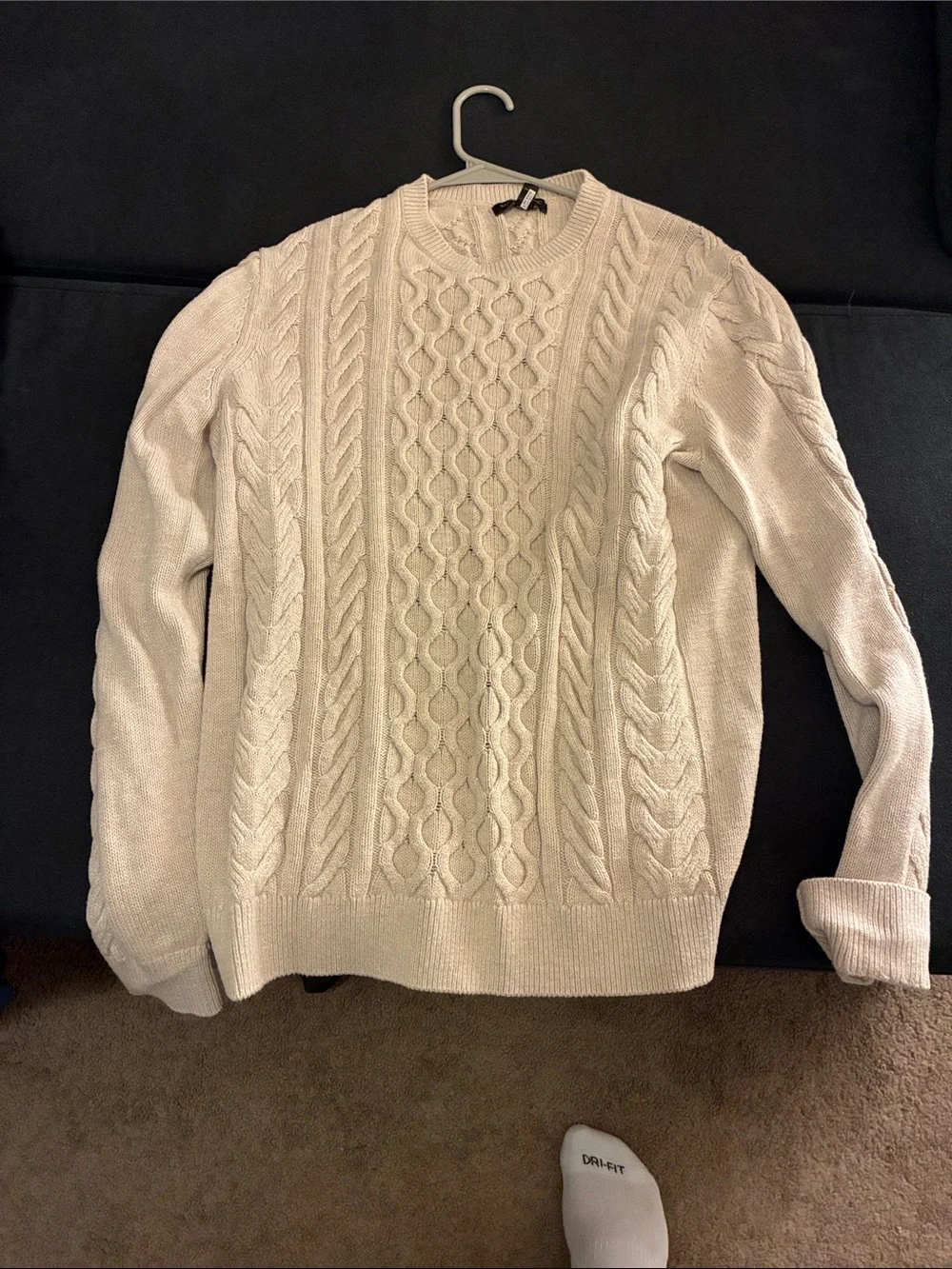 Banana Republic Men's Cable Crewneck Sweater - Cream/Off-White